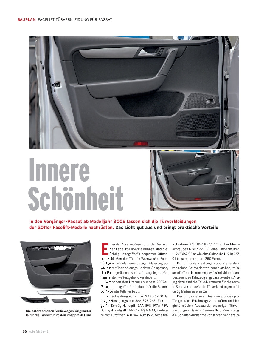 2011er-Facelift-Türverkleidung für Passat