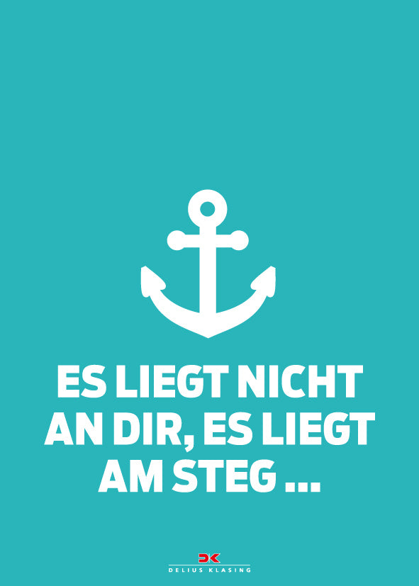 Set: 2 x Maritimes Notizbuch (türkis) - Spruch: Es liegt nicht an dir, es liegt am Steg