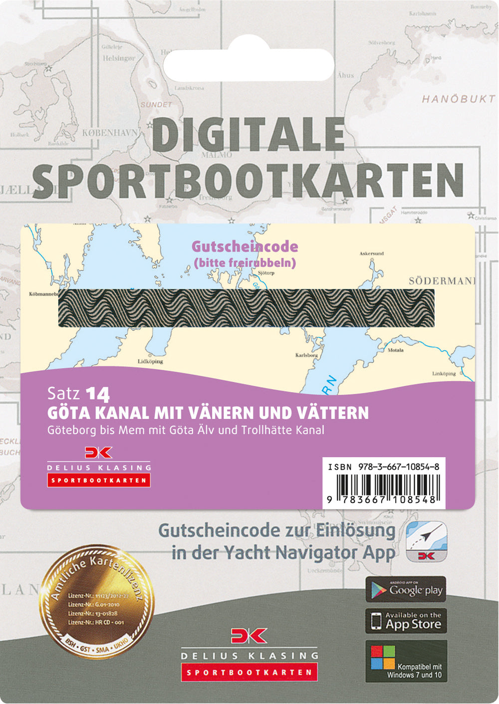 Satz 14 - Götakanal mit Vänern und Vättern (Gutscheincode-Karte)