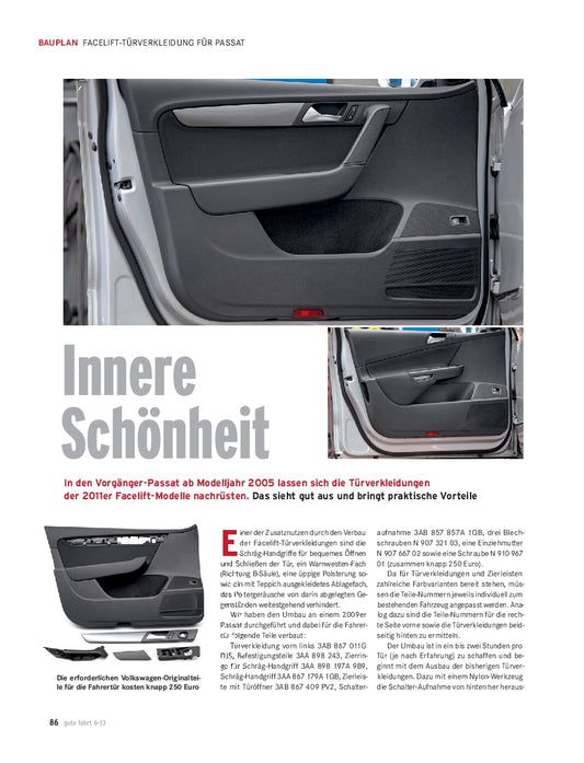 2011er-Facelift-Türverkleidung für Passat