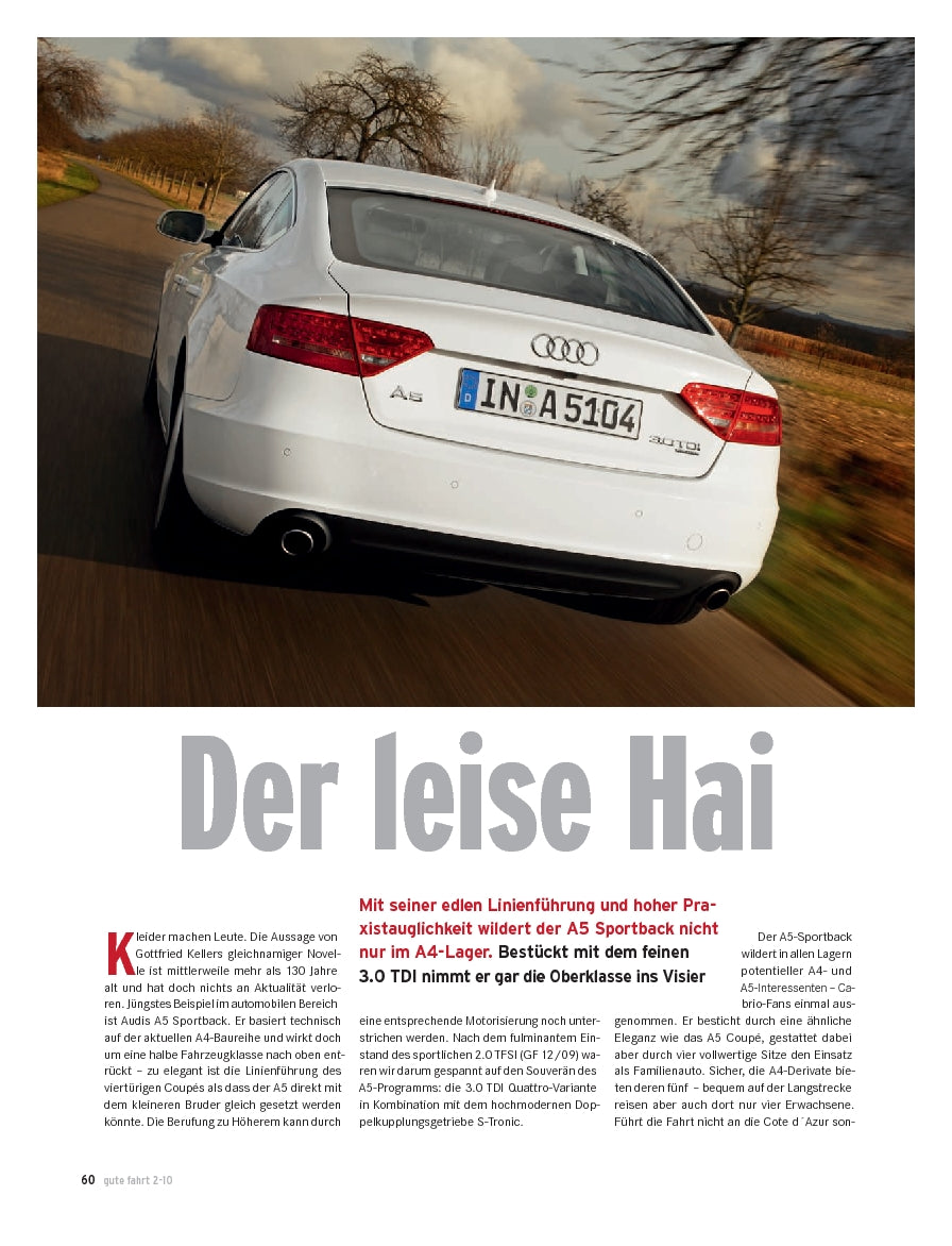 A5 Sportback 3.0 TDI Quattro S-tronic mit 240 PS