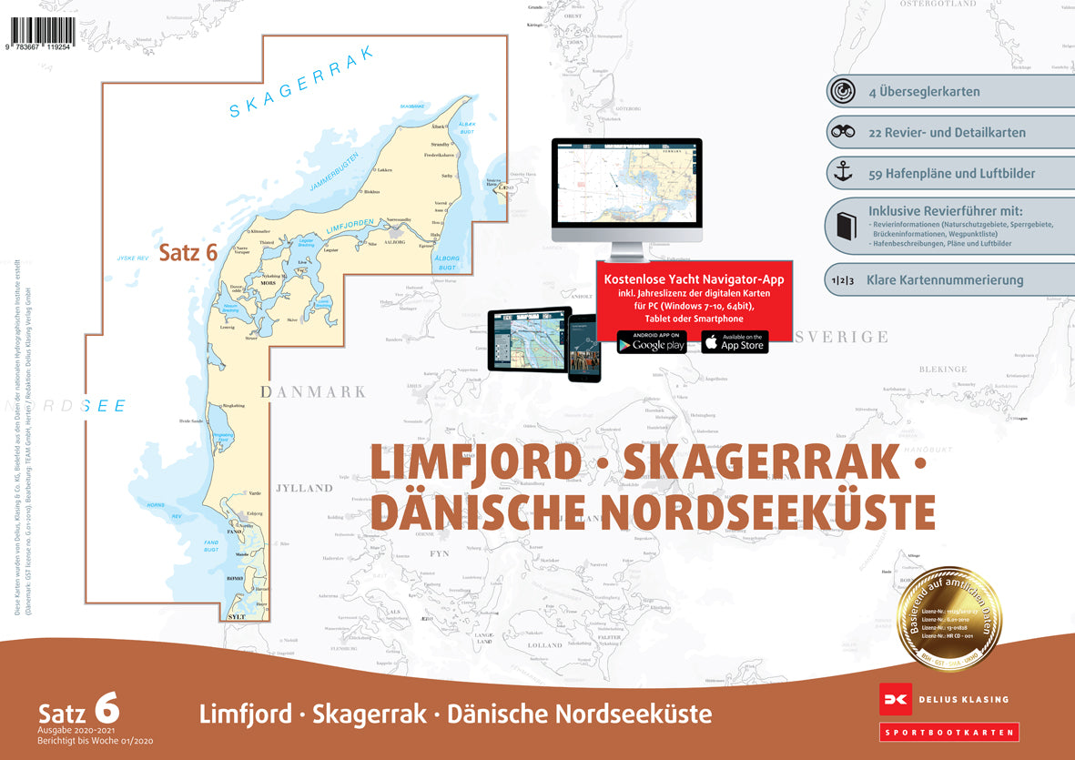 Sportbootkarten Satz 6: Limfjord - Skagerrak - Dänische Nordseeküste (Ausgabe 2020/2021)