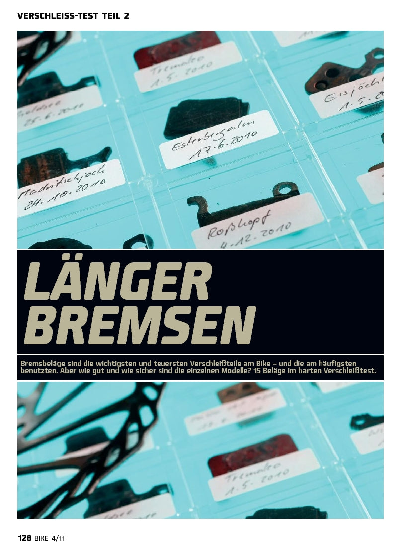 15 Bremsbeläge im Verschleißtest