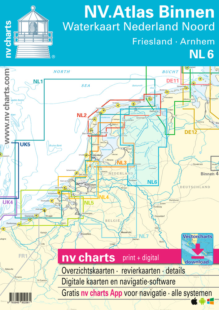 NV. Atlas NL6 Binnen - Waterkaart Nederland Noord
