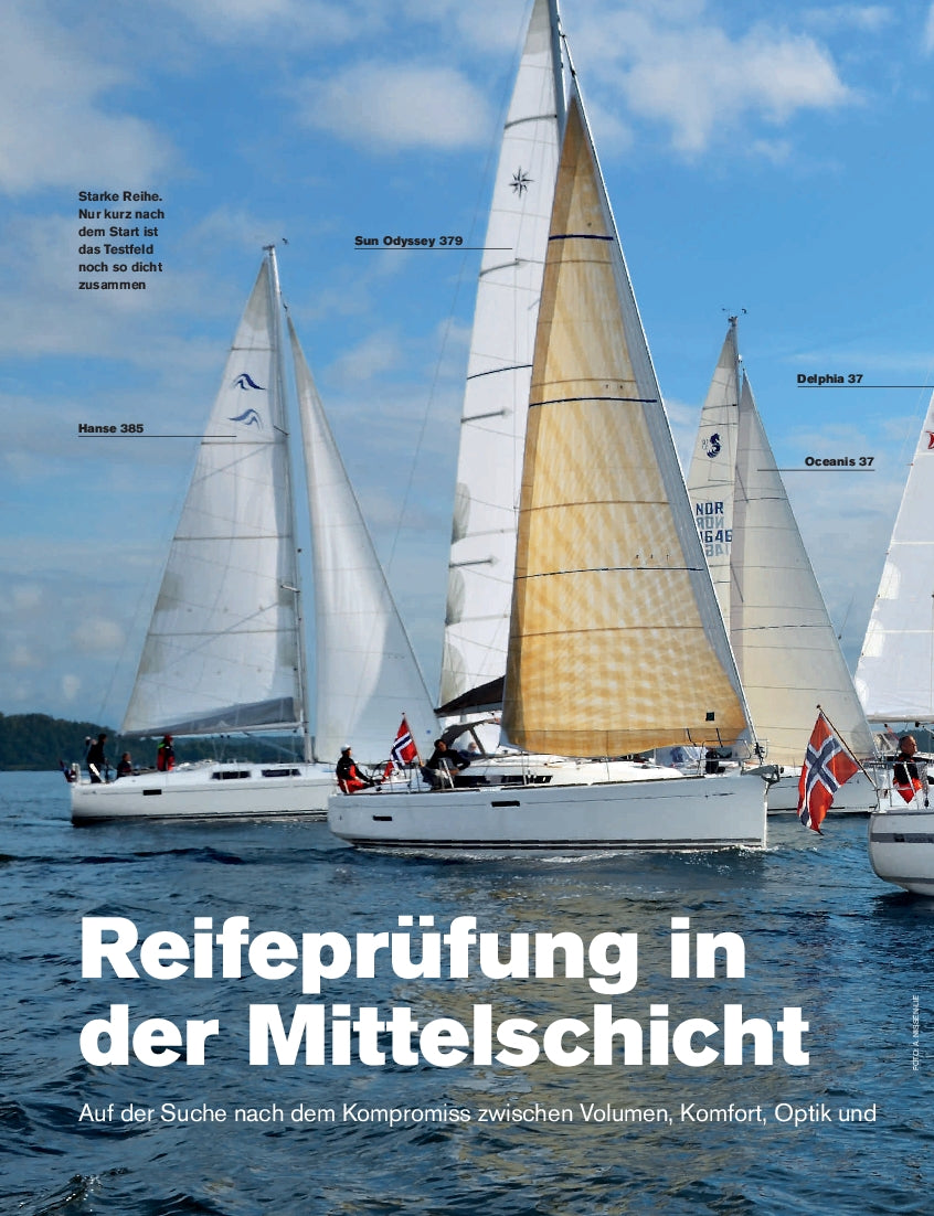 11-m-Vergleichstest (Bavaria 36, Delphia 37, Hanse 385, Oceanis 37, Sun Odyssey 379)