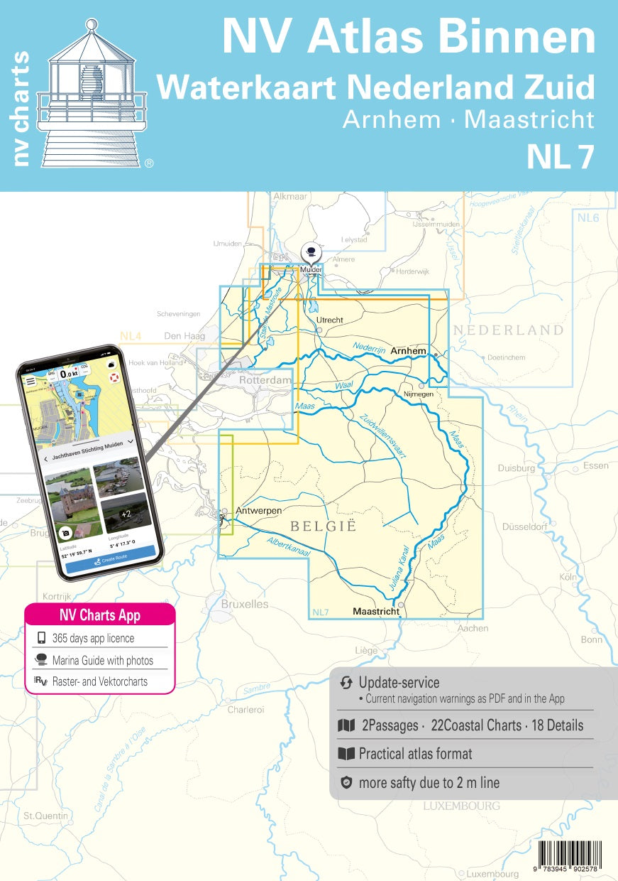 NV. Atlas NL7 Binnen - Waterkaart Nederland Zuid