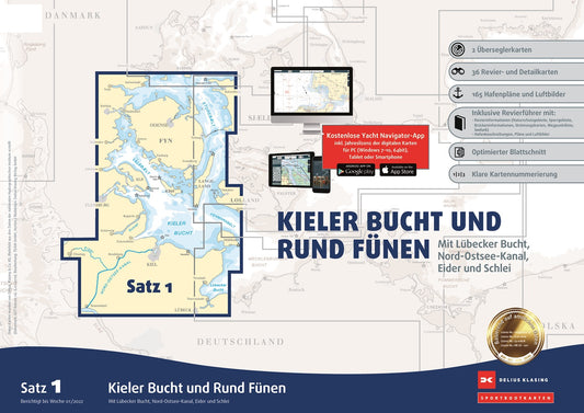 Sportbootkarten Satz 1: Kieler Bucht und Rund Fünen (Ausgabe 2022)