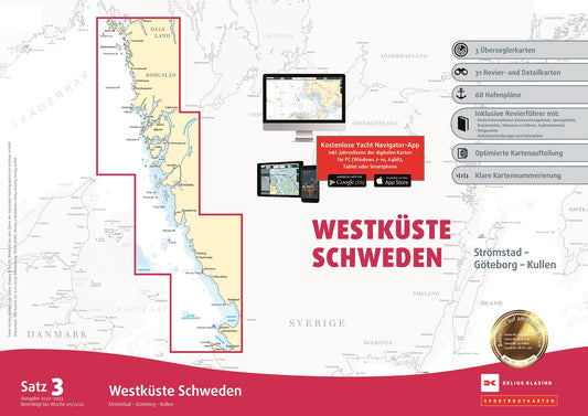 Sportbootkarten Satz 3: Westküste Schweden (Ausgabe 2022/2023)