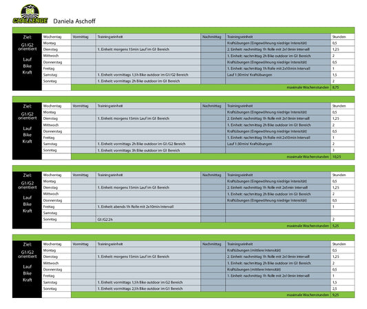 90-Tage-Challenge: Trainingsplan Daniela komplett