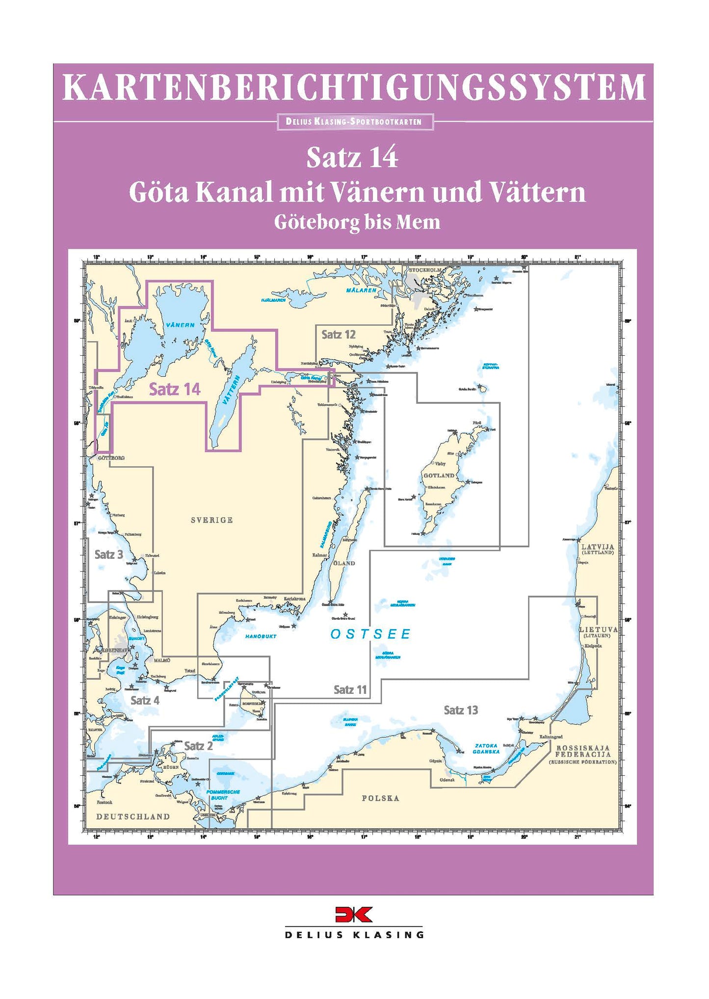 Berichtigung Sportbootkarten Satz 14: Göta Kanal mit Vänern und Vättern (Ausgabe 2020)