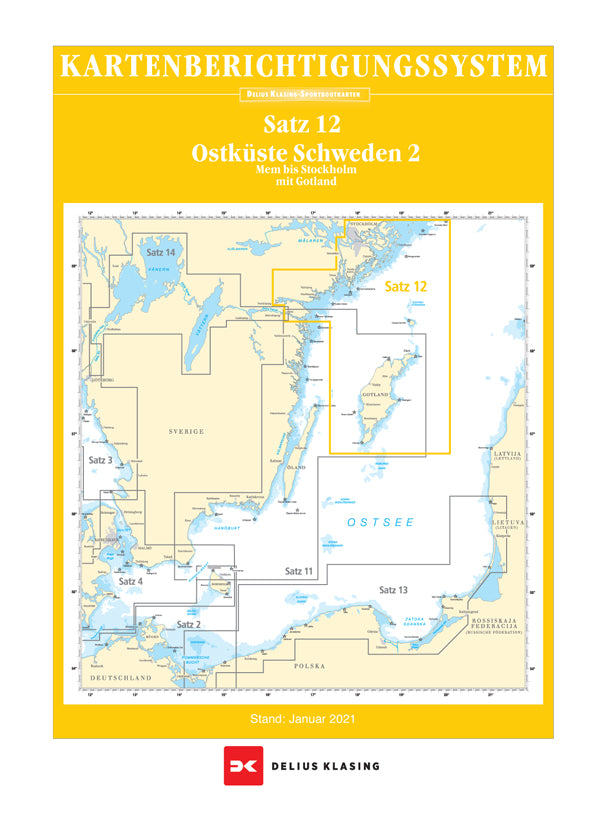 Berichtigung Sportbootkarten Satz 12: Ostküste Schweden 2 (Ausgabe 2022)