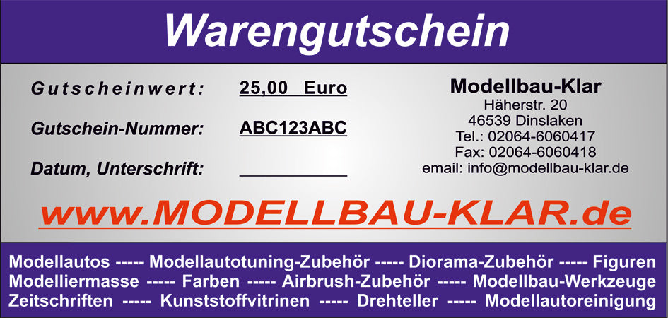Modellbau-Klar Gutschein € 25